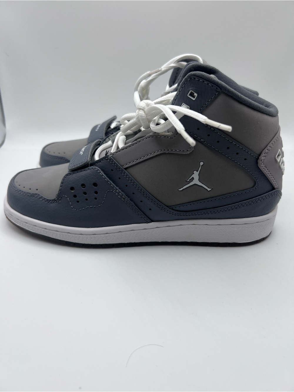 Jordan Kids Mid-Top Sneakers in Gray, Navy, and White